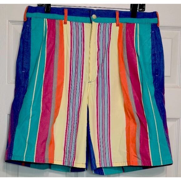 Vintage Polo Ralph Lauren Striped Shorts Mens Size 36 Pleated USA 90s Y2k - Picture 1 of 5